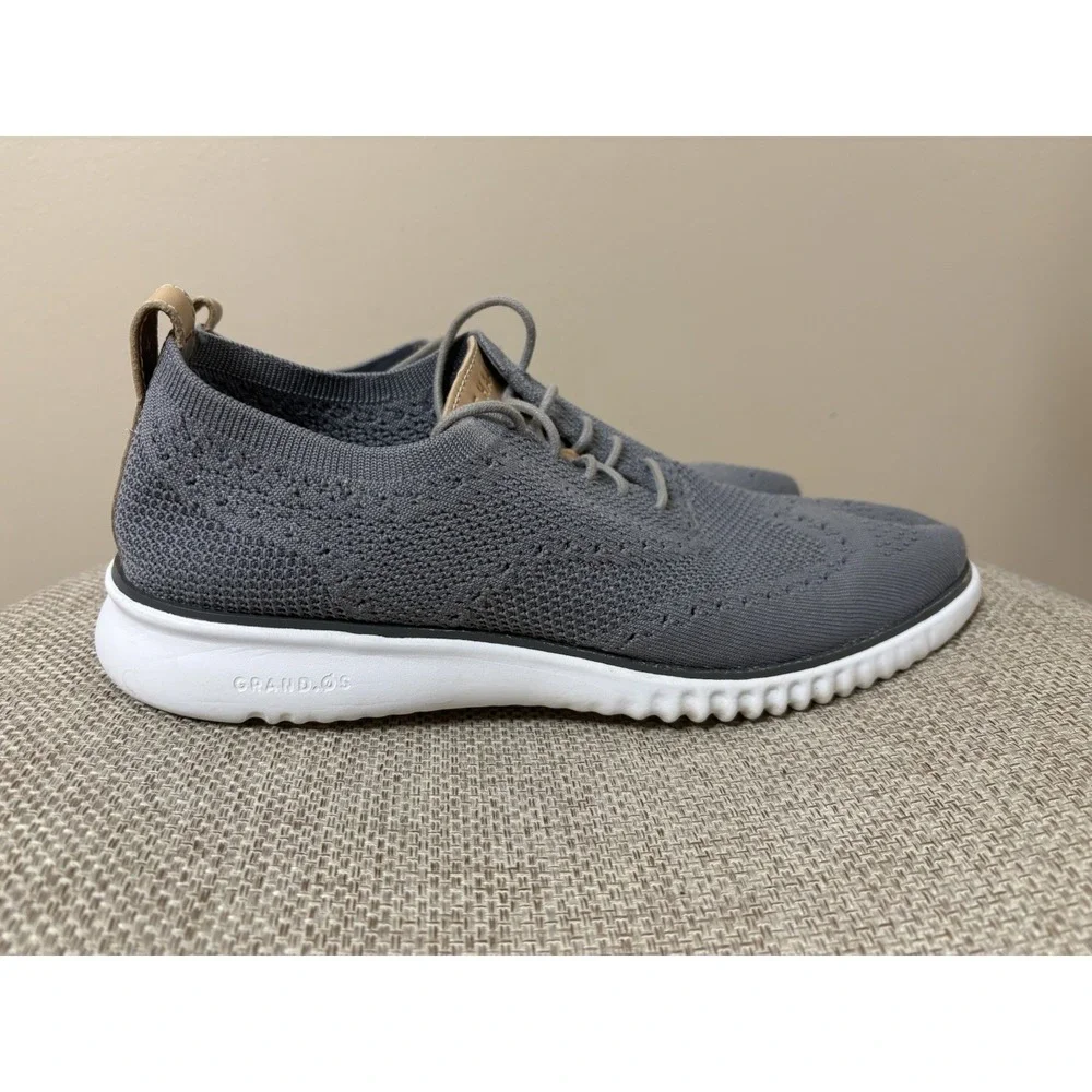 Cole Haan 2.0 Zerogrand Stitchlite Size 10‎ Grey Tan Wingtip Oxford C27947